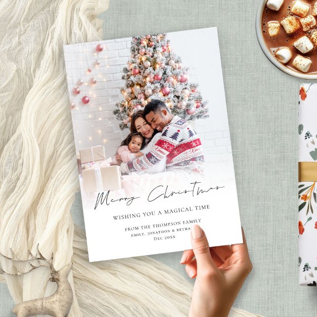 Minimal Family Photo Overlay Merry Christmas Holiday Card (Creator Uploaded)