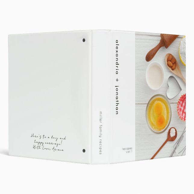 Minimal Family Recipe Wedding Gift Message 3 Ring Binder (Background)