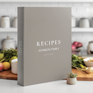 Minimal Family Reunion Recipe Swap, Khaki 3 Ring Binder