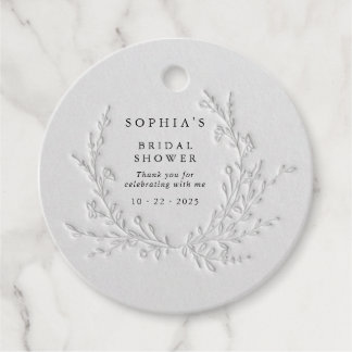 Minimal Faux Blind Deboss Cotton Bridal Favor Tags