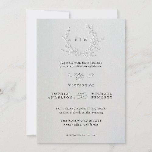 Minimal Faux Blind Deboss Cotton Wedding Invitation