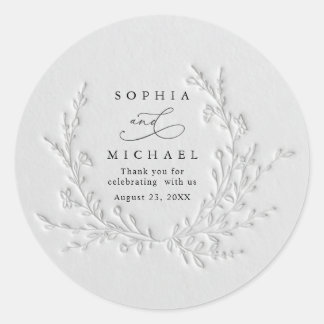 Minimal Faux Blind Deboss Cotton Wedding Sticker