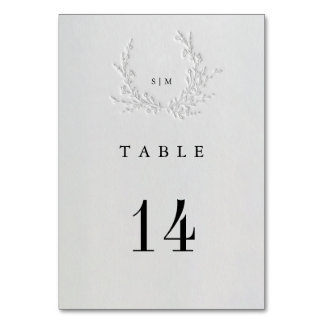 Minimal Faux Blind Deboss Cotton Wedding Table  Number