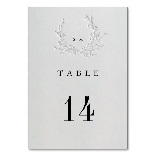 Minimal Faux Blind Deboss Cotton Wedding Table  Number