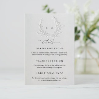 Minimal Faux Blind Deboss Wedding Enclosure Card