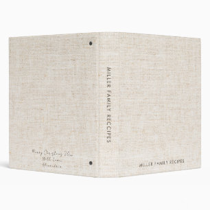 Minimal Faux-Canvas Print Family Recipe Christmas 3 Ring Binder