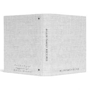 Minimal Faux-Canvas Print Family Recipe Wedding Gi 3 Ring Binder
