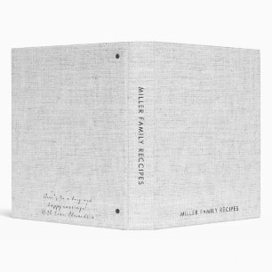 Minimal Faux-Canvas Print Family Recipe Wedding Gi 3 Ring Binder
