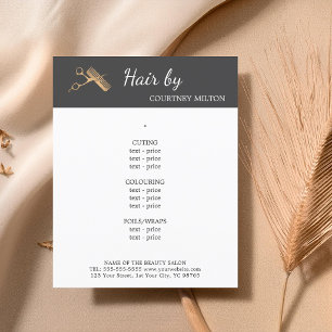 Minimal Faux Gold Scissors Comb Hairstylist Menu Flyer