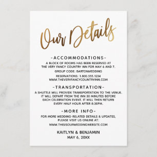 Minimal Faux Gold Typography Our Details Enclosure Card