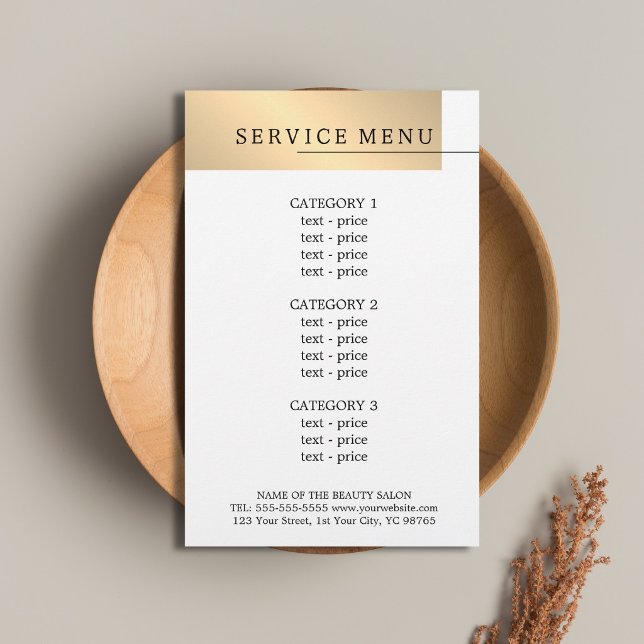 Minimal Faux Gold White Black Line Menu Flyer (Creator Uploaded)