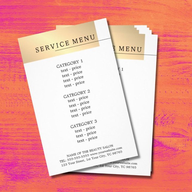 Minimal Faux Gold White Black Line Menu Flyer (Creator Uploaded)