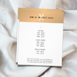 Minimal Faux Gold White Scissor Hairstylist Menu Flyer<br><div class="desc">Elegant menu brochure template design for beauty/hair related professionals. Simple elegant design with faux gold stripe/ white scissors icon white background. Clean elegant design. If you need any help to customize this product,  please contact us.</div>