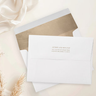 Minimal Faux Metallic Gold Return Address Wedding Envelope