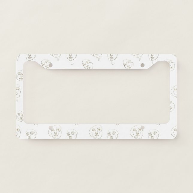 Minimal Female Face Line Pattern (1) License Plate Frame (Front)