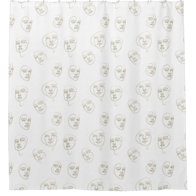 Minimal Female Face Line Pattern (1) Shower Curtain (Front)