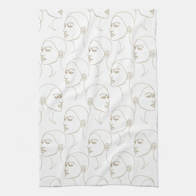 Minimal Female Face Line Pattern (2) Kitchen Towel (Vertical)