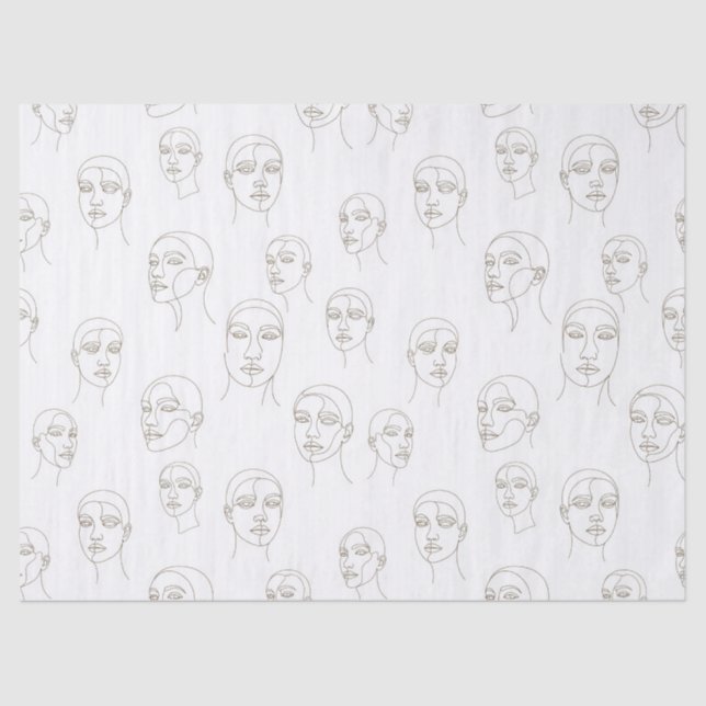 Minimal Female Face Line Pattern (3) Tissue Paper (Front)
