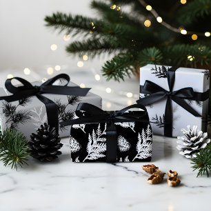 Minimal Festive Cedar Leaf Pine Needles & Pinecone Wrapping Paper Sheets