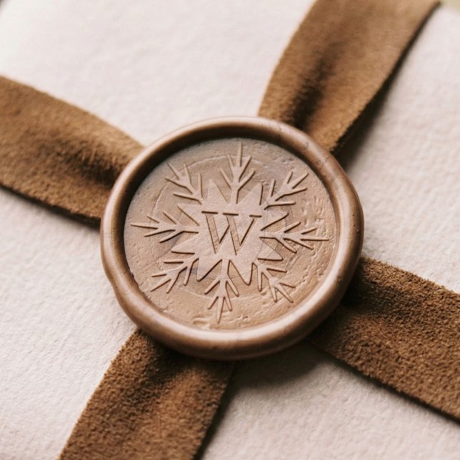 Minimal Festive Snowflake Christmas Monogram Wax Seal Stamp (Candy Cane Bow Merry Christmas Custom Family Name Wax Seal Sticker)