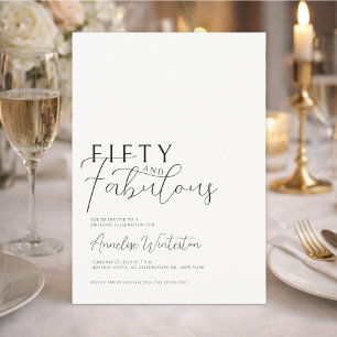 Minimal Fifty and Fabulous 50th Birthday Invitation