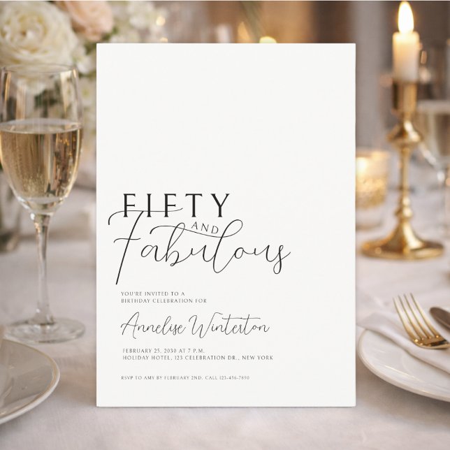 Minimal Fifty and Fabulous 50th Birthday Invitation (Creator Uploaded)