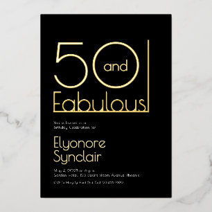Minimal Fifty and Fabulous 50th Birthday Party Foil Invitation