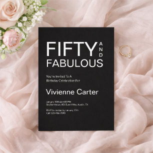 Minimal Fifty and Fabulous 50th Birthday Party Invitation
