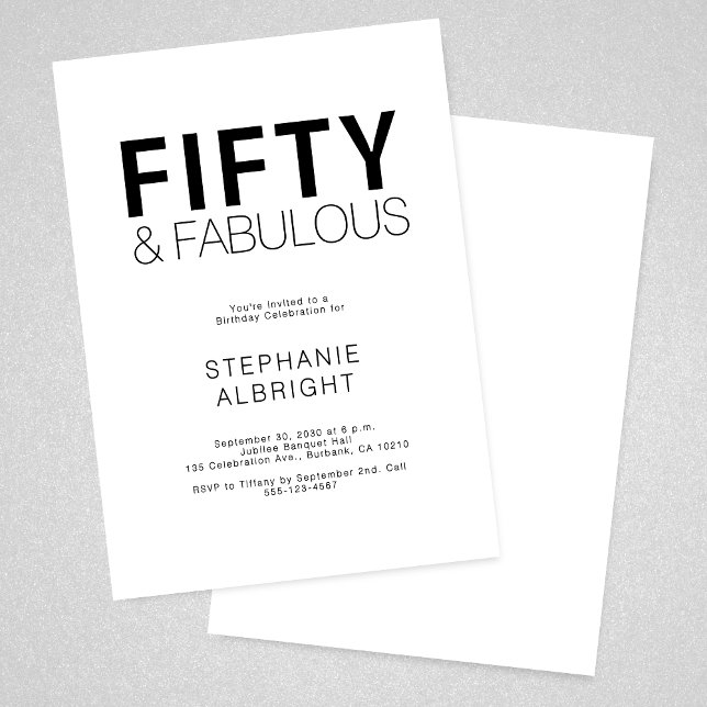 Minimal Fifty and Fabulous 50th Birthday Party Invitation (Creator Uploaded)