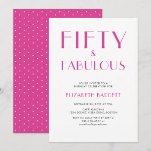 Minimal Fifty and Fabulous 50th Birthday Party Invitation