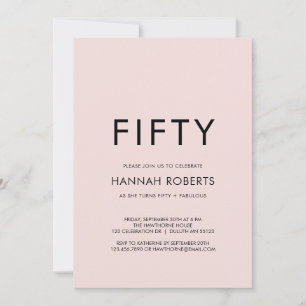 Minimal Fifty and Fabulous 50th Birthday Party Invitation