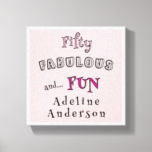 Minimal Fifty Fabulous Pink Typography 50 Birthday Canvas Print