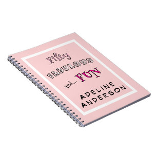 Minimal Fifty Fabulous Pink Typography 50 Birthday Notebook