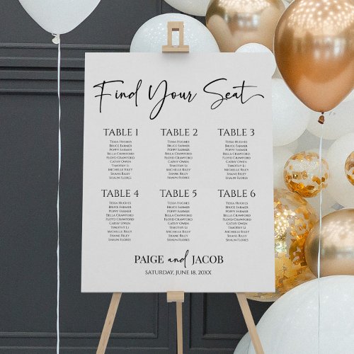 Minimal Find Your Seat Small Wedding Seating Chart Foam Board