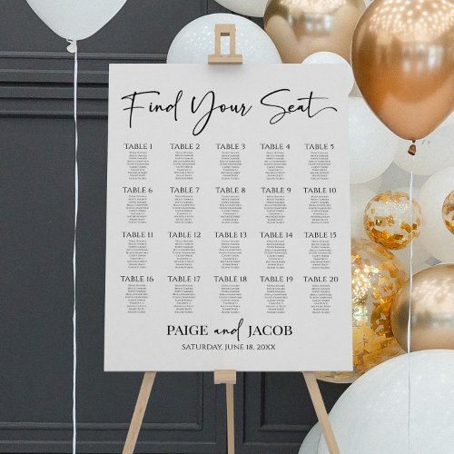 Minimal Find Your Seat Wedding Seating Chart Foam Board