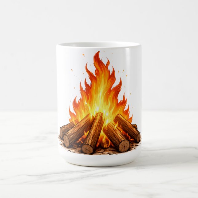 Minimal Fire Illustration  Coffee Mug (Center)