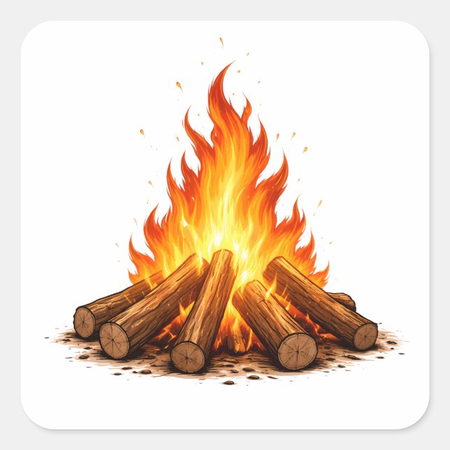 Minimal Fire Illustration  Square Sticker (Front)