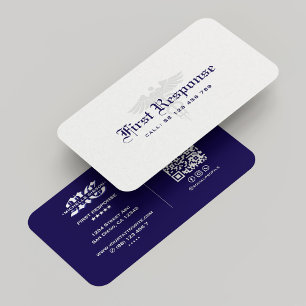 Minimal First Response Agency Dark Blue Business Card