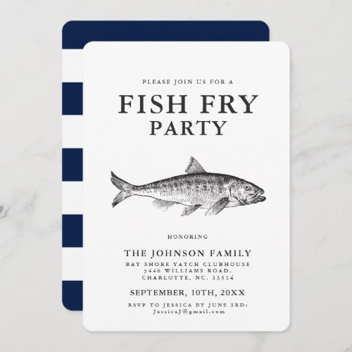 Minimal Fish Fry BBQ Party Customized Invitation