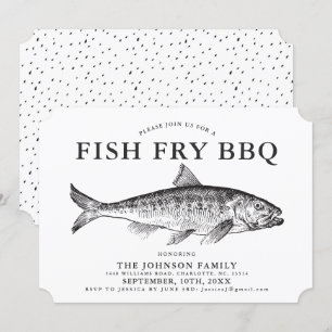 Minimal Fish FrY Party Customized Invitation