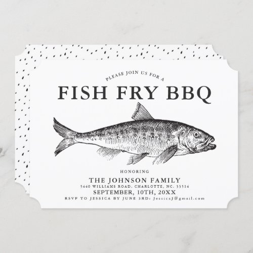 Minimal Fish FrY Party Customized Invitation