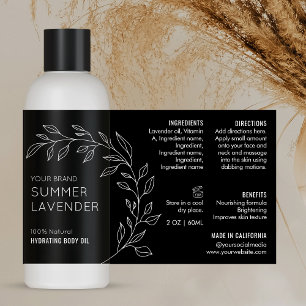Minimal Floral 4 OZ 120ml Cosmetic Bottle Label