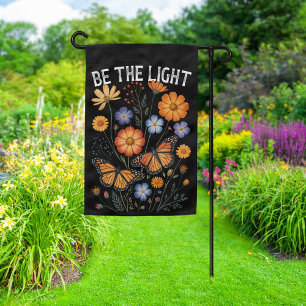 Minimal Floral Be The Light Matthew 5:14 Garden Flag