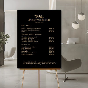 Minimal Floral Black Botanical Beauty Price List Foam Board