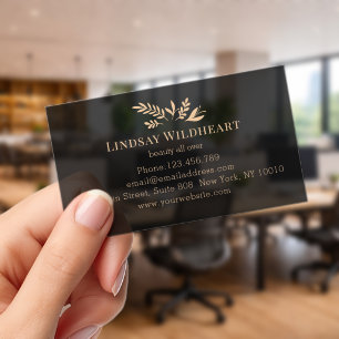 Minimal Floral Botanical Beauty Black Clear Business Cards