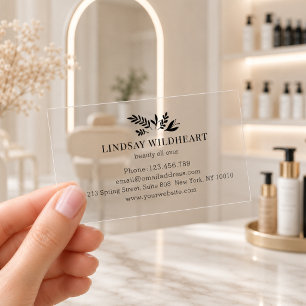 Minimal Floral Botanical Beauty Clear Business Cards