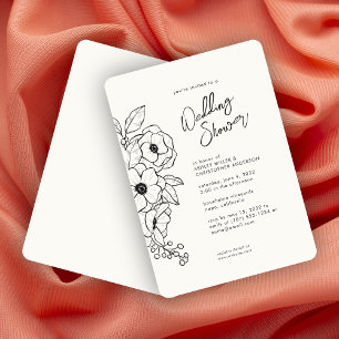 Minimal Floral Botanical Milk White Wedding Shower Invitation