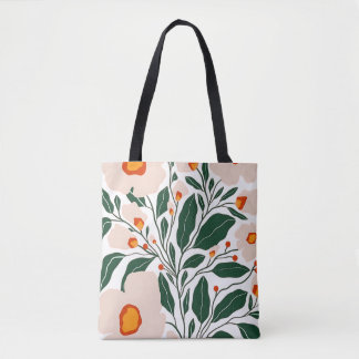 Minimal Floral Botanical Pattern Tote Bag