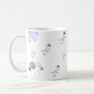 Minimal Floral Coffee White Mug 