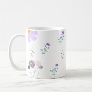 Minimal Floral Coffee White Mug